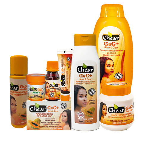 Chear G&C + Glow & Clear Papaya Skin Lightening Kit (8 ITEMS)