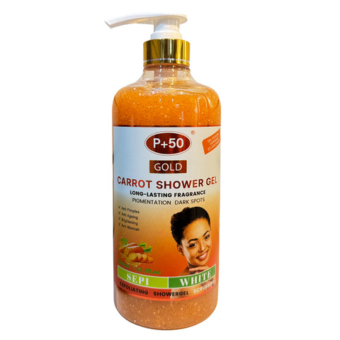 P+50 GOLD Exfoliating Carrot Shower Gel Scrub – 1000ml