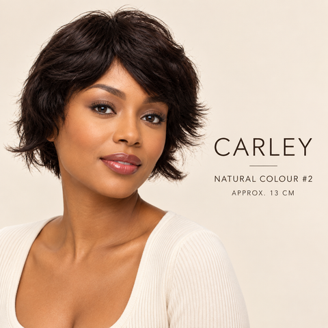 Carley 100% Brazilian Human Hair Wig | 13cm Short Messy Side Part Wig | Natural Colour #2 | Adjustable Women’s Wig