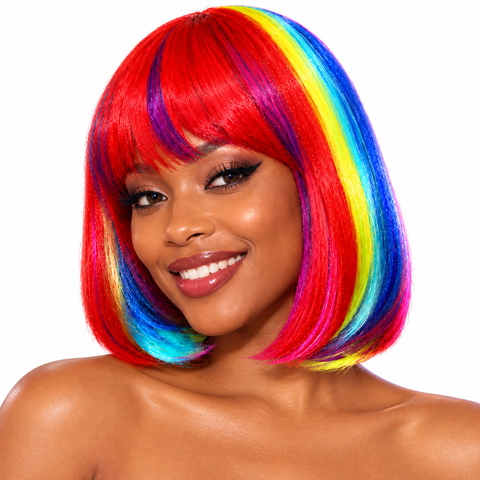 Elysee Star Fancy Bebe Multi-Coloured Synthetic Wig | 30cm Short Wig | Adjustable Fit | Colourful Party & Fancy Dress Wig