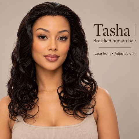 Tasha 100% Brazilian Human Hair Lace Front Wig | 30cm Wavy Curly Wig | Adjustable Women’s Wig