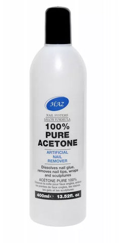 HAZ 100% Pure Acetone 400ml – Professional Artificial Nail Remover, Nail Glue Dissolver, Acrylic Nail Tips, Nail Wraps & Sculptured Nail Removal
