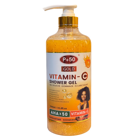 P+50 GOLD Exfoliating Vitamin C Brightening Shower Gel Scrub (1000ml)