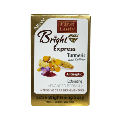 First Lady Bright Express Turmeric & Saffron Exfoliating Soap 200g - For Face & Body Cleansing